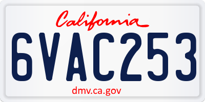 CA license plate 6VAC253