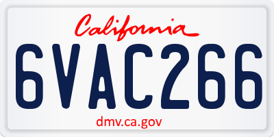 CA license plate 6VAC266