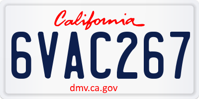 CA license plate 6VAC267