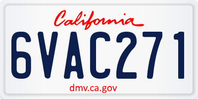 CA license plate 6VAC271