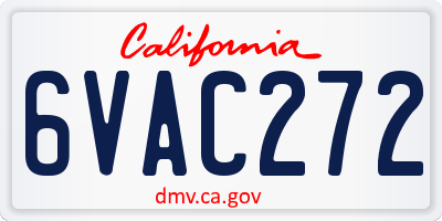 CA license plate 6VAC272