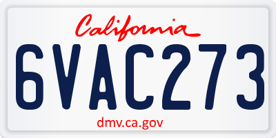 CA license plate 6VAC273