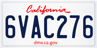CA license plate 6VAC276
