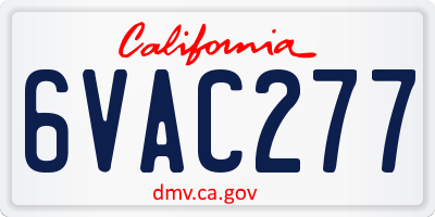 CA license plate 6VAC277