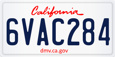CA license plate 6VAC284