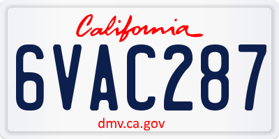 CA license plate 6VAC287