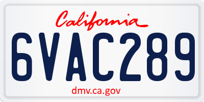 CA license plate 6VAC289