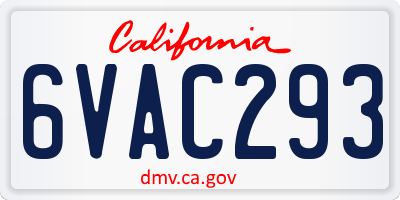 CA license plate 6VAC293