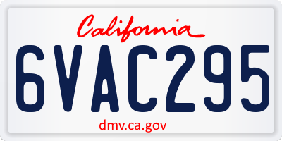 CA license plate 6VAC295