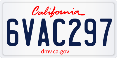 CA license plate 6VAC297