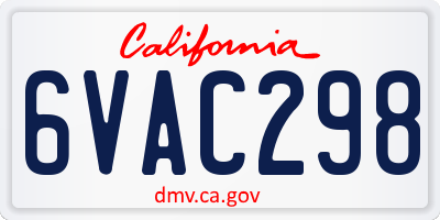 CA license plate 6VAC298