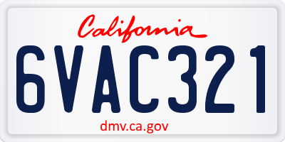 CA license plate 6VAC321