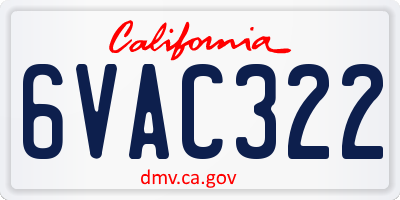 CA license plate 6VAC322