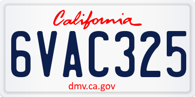CA license plate 6VAC325