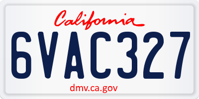 CA license plate 6VAC327