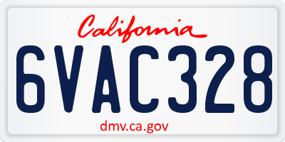 CA license plate 6VAC328