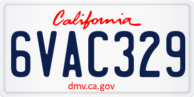 CA license plate 6VAC329