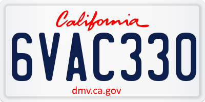 CA license plate 6VAC330