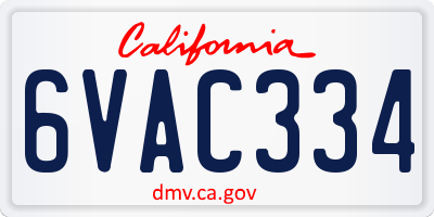 CA license plate 6VAC334