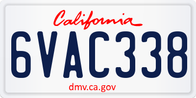 CA license plate 6VAC338