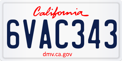 CA license plate 6VAC343
