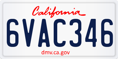 CA license plate 6VAC346