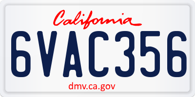 CA license plate 6VAC356