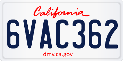 CA license plate 6VAC362