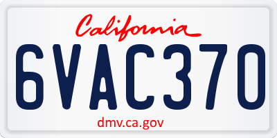 CA license plate 6VAC370