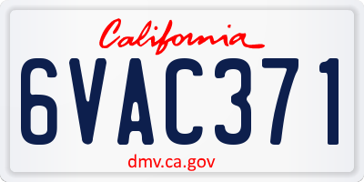 CA license plate 6VAC371