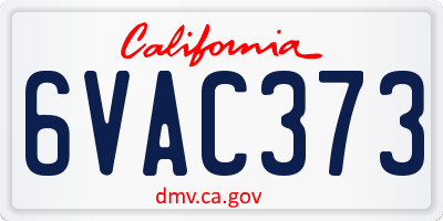 CA license plate 6VAC373
