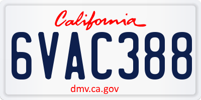 CA license plate 6VAC388