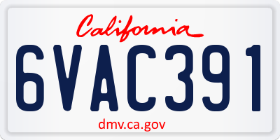 CA license plate 6VAC391