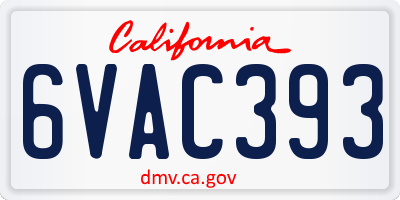 CA license plate 6VAC393