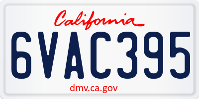 CA license plate 6VAC395