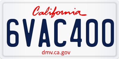 CA license plate 6VAC400