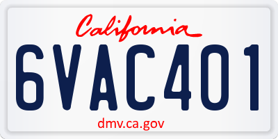 CA license plate 6VAC401