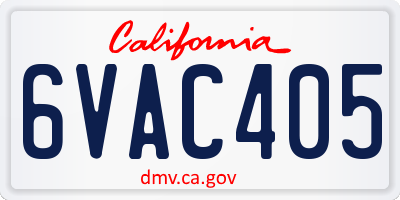 CA license plate 6VAC405