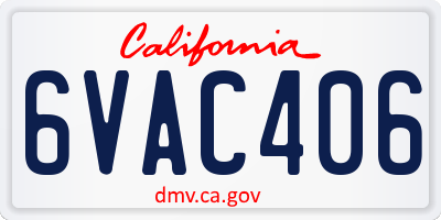 CA license plate 6VAC406
