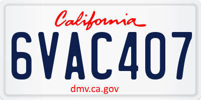 CA license plate 6VAC407