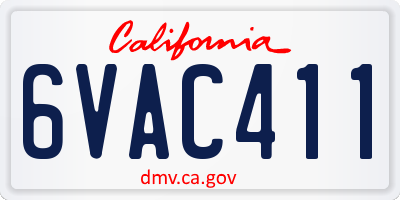 CA license plate 6VAC411