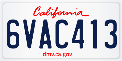 CA license plate 6VAC413