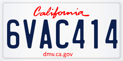CA license plate 6VAC414