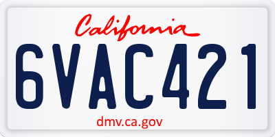 CA license plate 6VAC421
