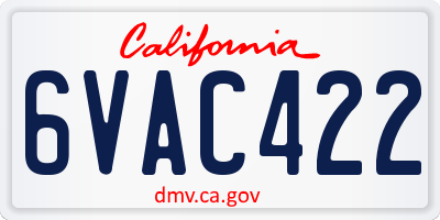 CA license plate 6VAC422