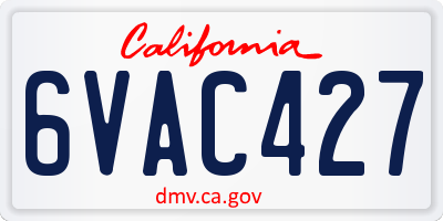 CA license plate 6VAC427