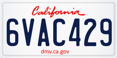 CA license plate 6VAC429