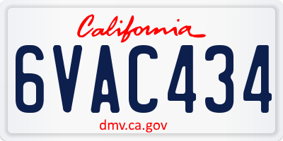 CA license plate 6VAC434