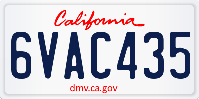 CA license plate 6VAC435