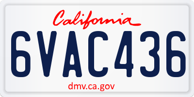 CA license plate 6VAC436